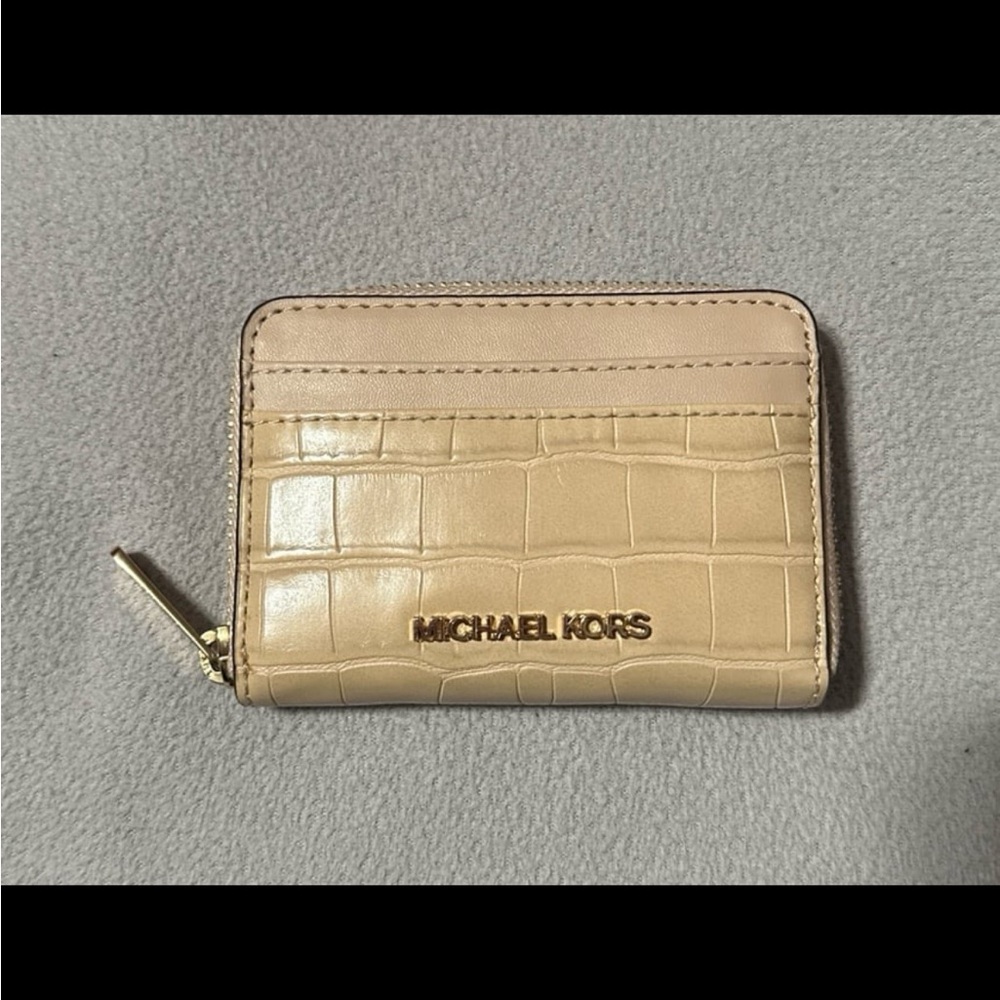 Michael Kors Tan Croc-Embossed Card Holder